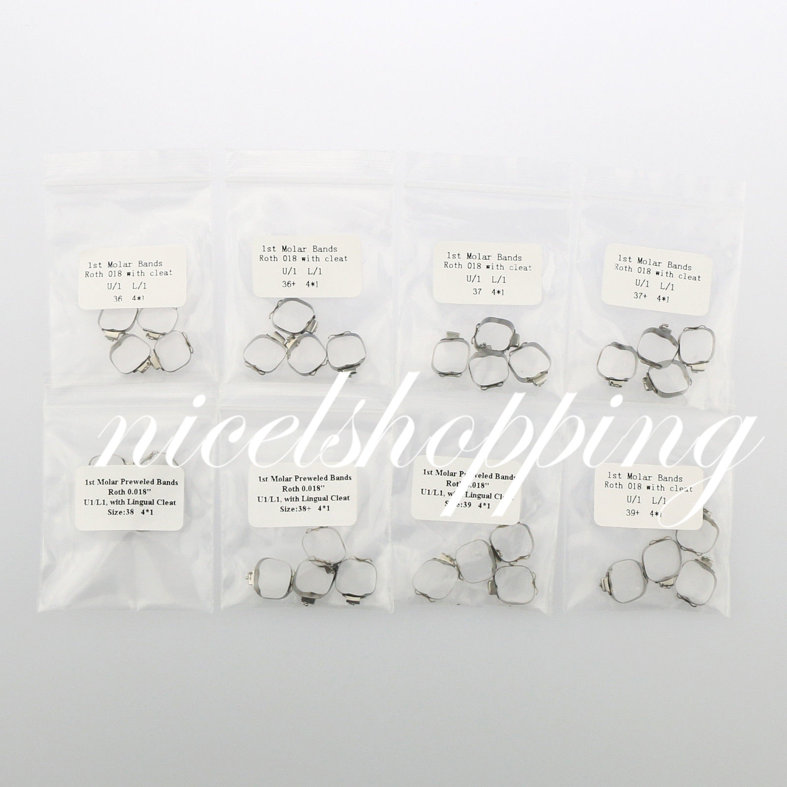 10 Packs Dental Ortho Roth 1st Molar Buccal Tube Prewelded Bands Size 29 to 43+