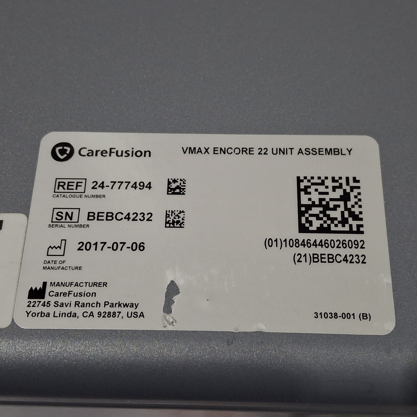 CareFusion 24-777494 Vmax Encore 22 Analyzer Assembly