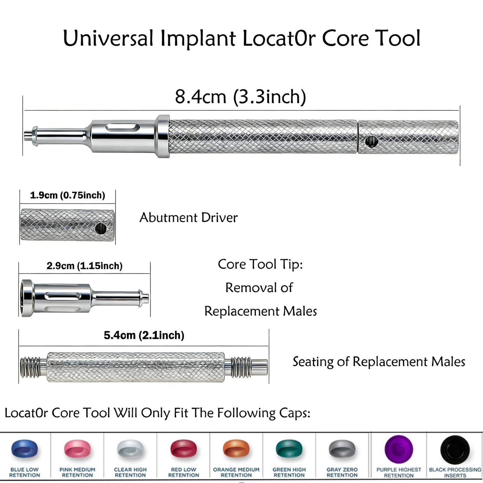 Dental Locator Core Tool Insertion Extraction Tool for Zest Legacy Locator Caps