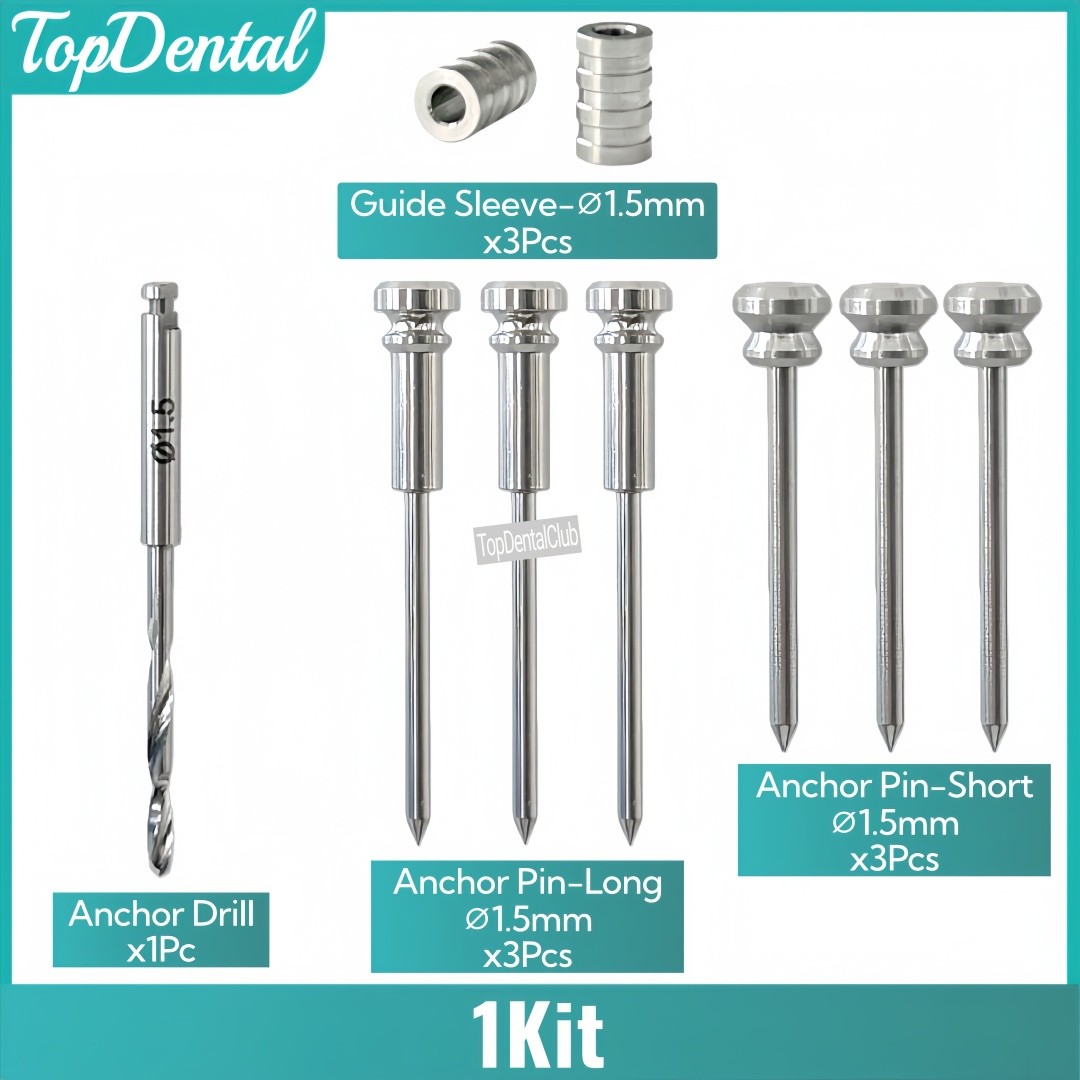 ⌀1.5 Dental 3DDX Anchor Pin Fixation Drill Guided Sleeves Implant Denture Plate