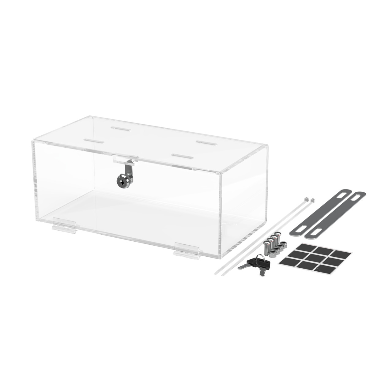 Locking Medical Box Clear Acrylic 12″W x 6″D x 4.25″H