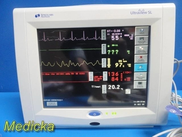 Spacelabs 91370 Ultraview SL Monitor- 91496 Module – ECG/SpO₂/NIBP/Temp ~ 38418