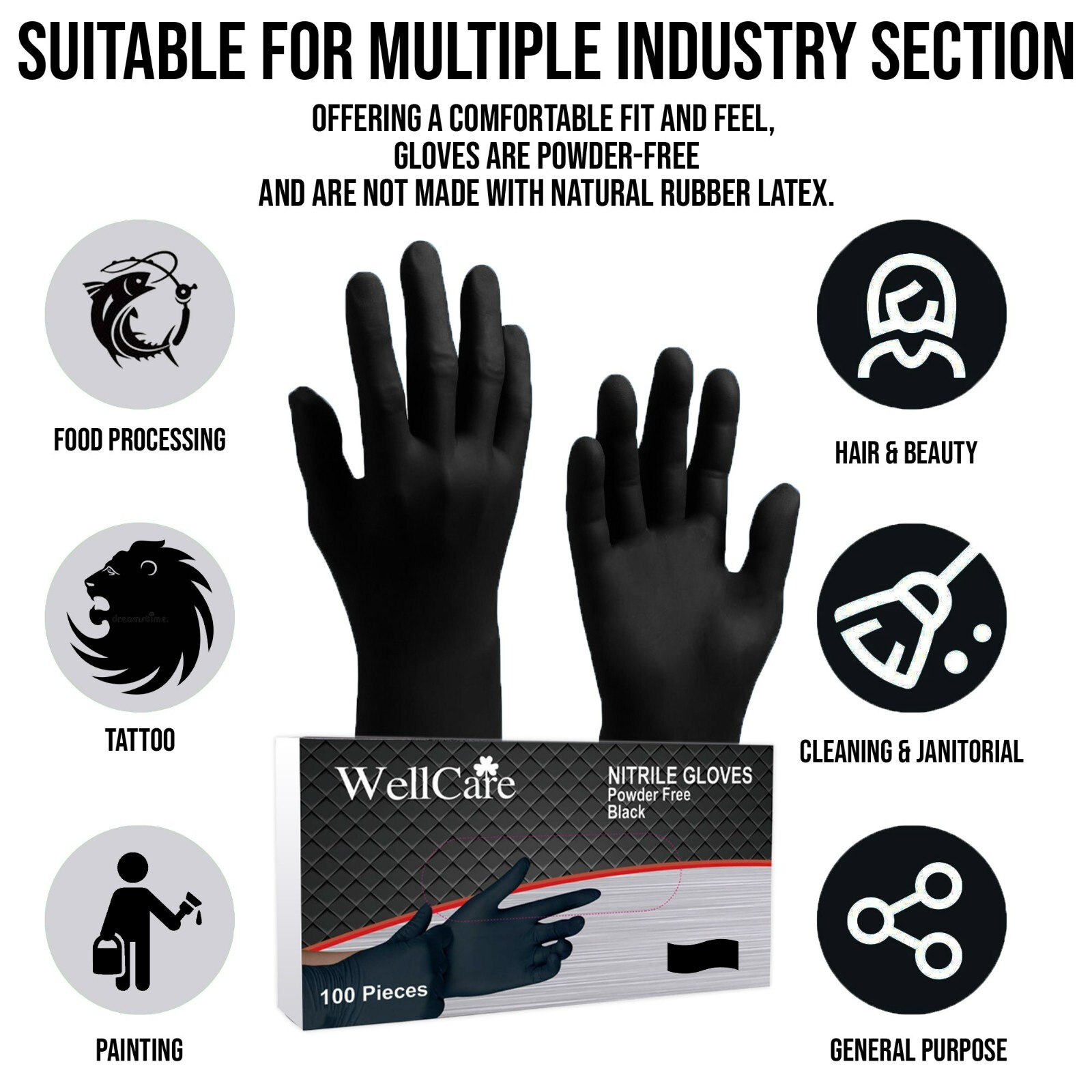 Black Nitrile Industrial Disposable Gloves 4.5Mil, Latex/Powder Free 200-1000 Ct