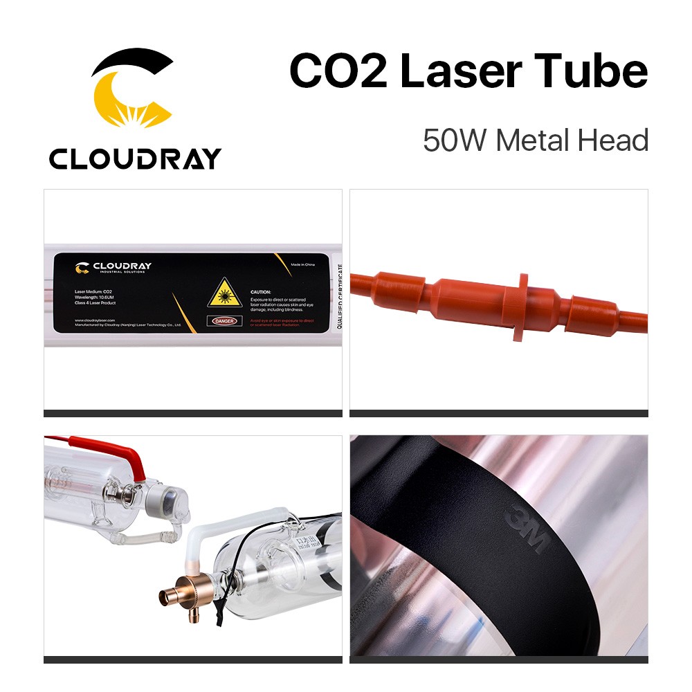 Cloudray 50W CO2 Laser Tube Length 1000mm Dia.50mm Metal Head US Stock