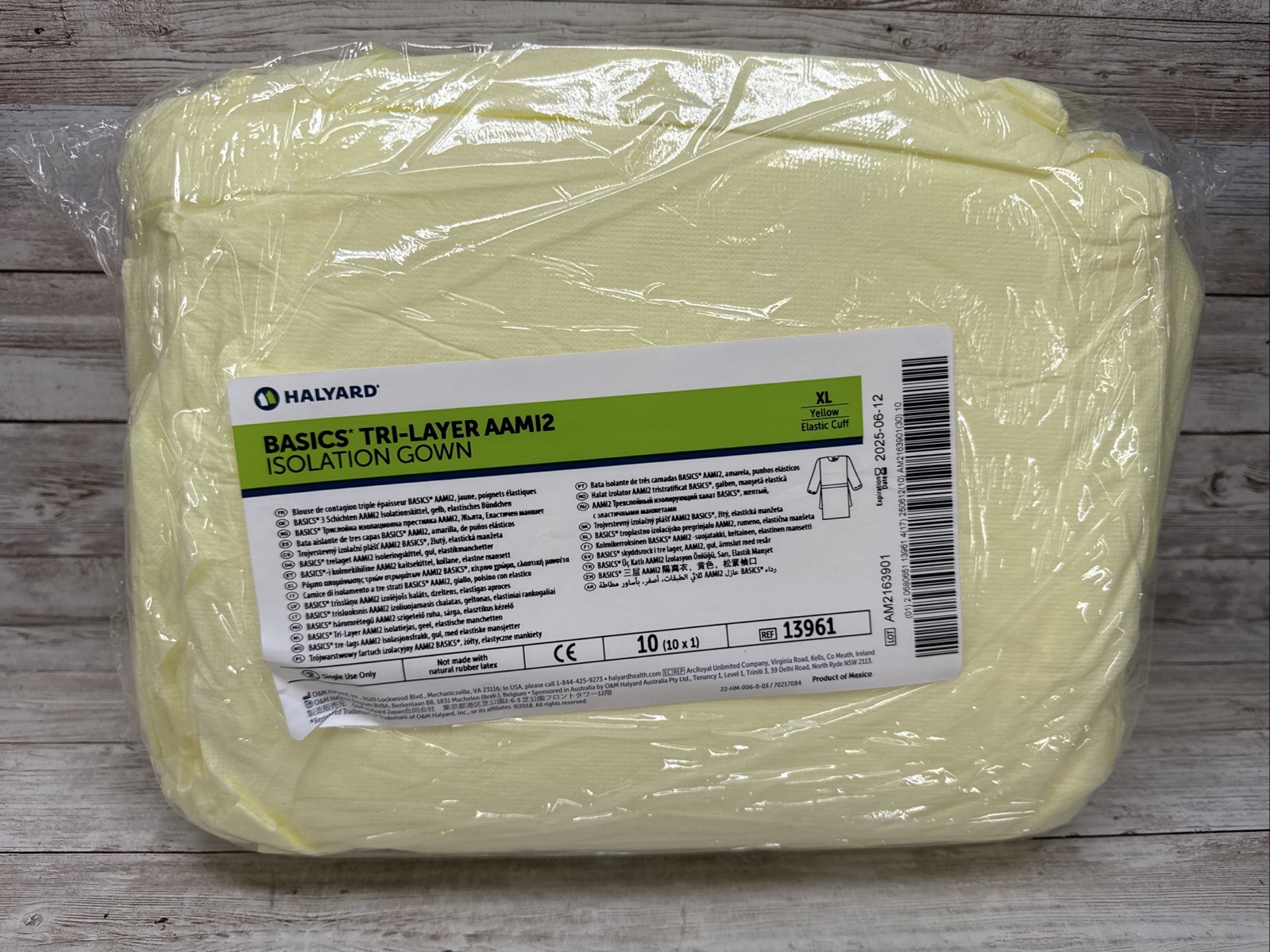 Halyard Tri-Layer, Gown W/ Elastic Cuff, Yellow, 13961-67 Size: X-Large *10CT*