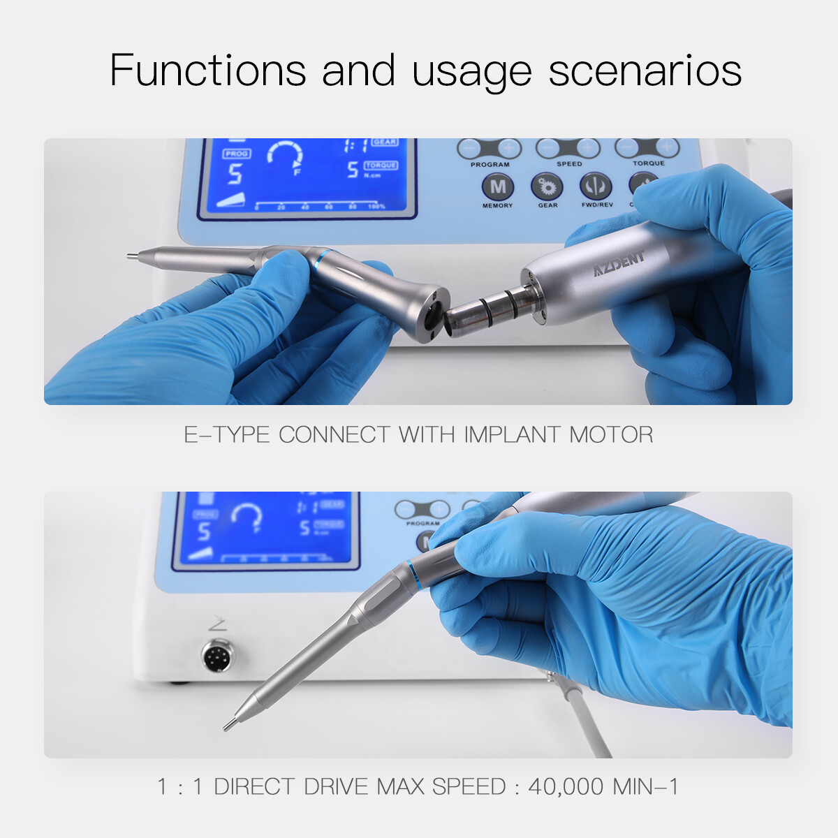 Dental 20°Surgical Implant Contra Angle/Straight Handpiece /1:5/1:1Fiber Optic