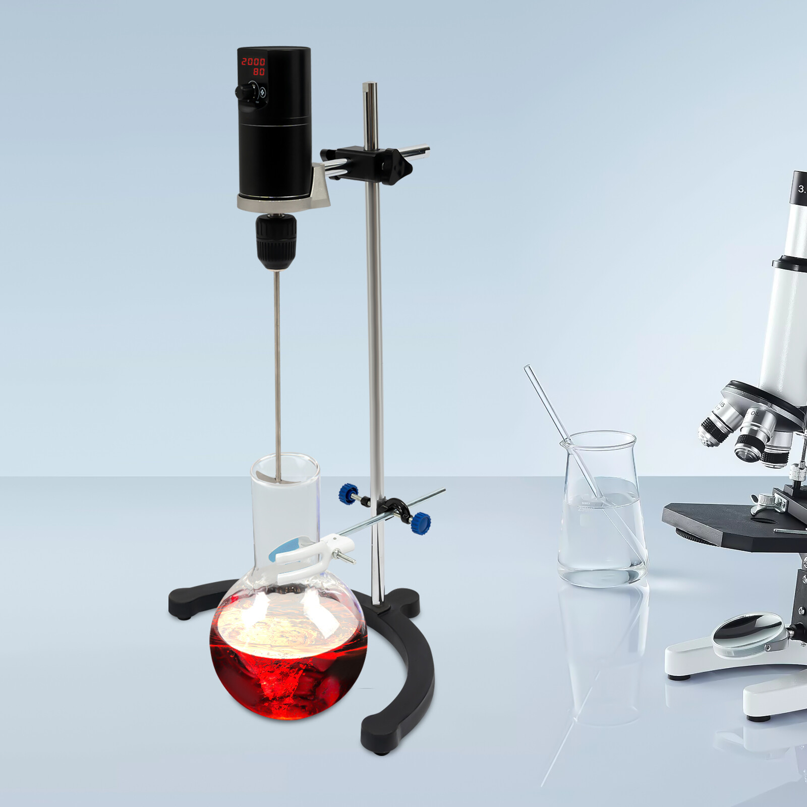 10L/2.64 Gallon Overhead Stirrer Lab Tabletop Electric Mixer Machine 100-2000R