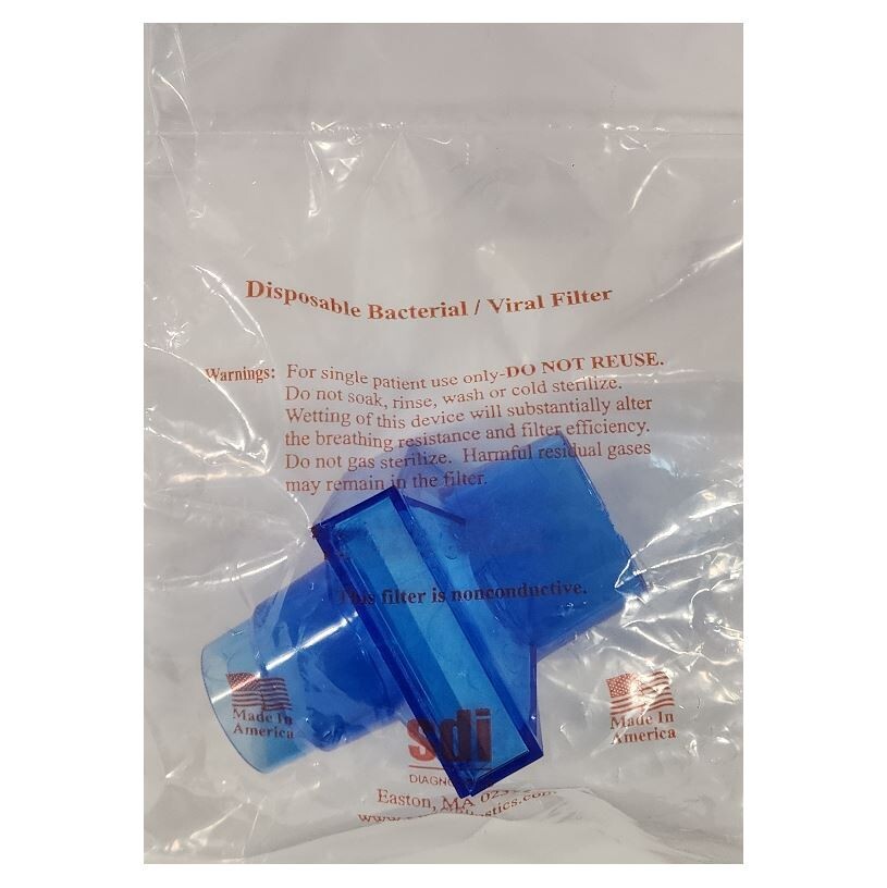 *50-Packs* SDI Diagnostics Pulmoguard Plastic PFT Adult Filter Blue 29-7950-050