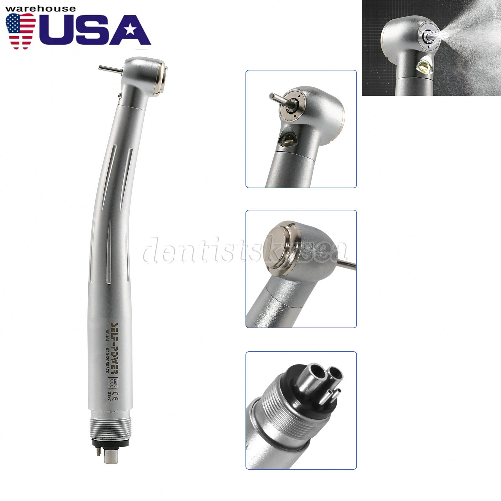 Dental Fiber Optic LED E-generator High Speed Handpiece Push Button 2/4 Holes