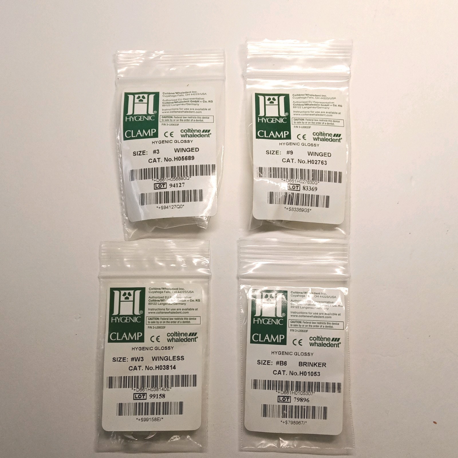 *4-Pack* Coltene Hygenic Clamp HYGENIC (Size 3,9,W3,B6) – unused