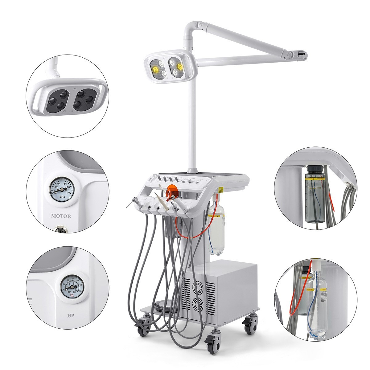 Portable Dental Mobile Delivery Unit with Compressor/handpiece air scaler kit