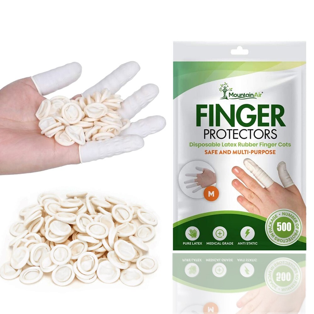 (500 PACK) Disposable Latex Finger Cots Medium Size Anti Static Durable Handmade