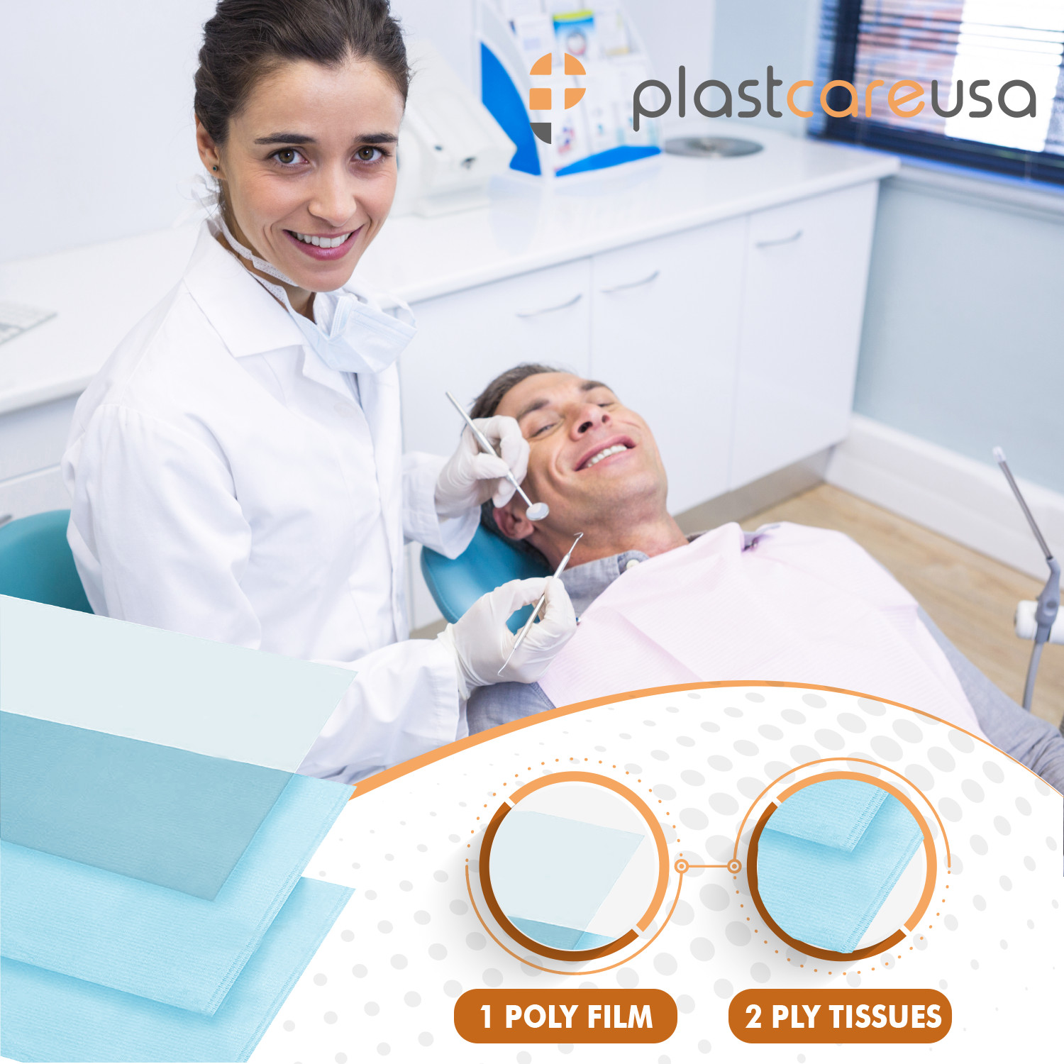 Disposable Patient Dental Bibs Assorted Colors, Tattoo Nail Table Paper Towels