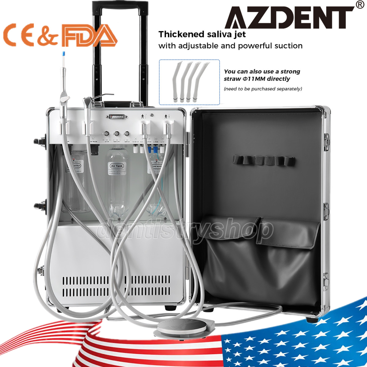 AZDENT Dental Portable Mobile Delivery Unit Cart with Air Compressor Suction 4H