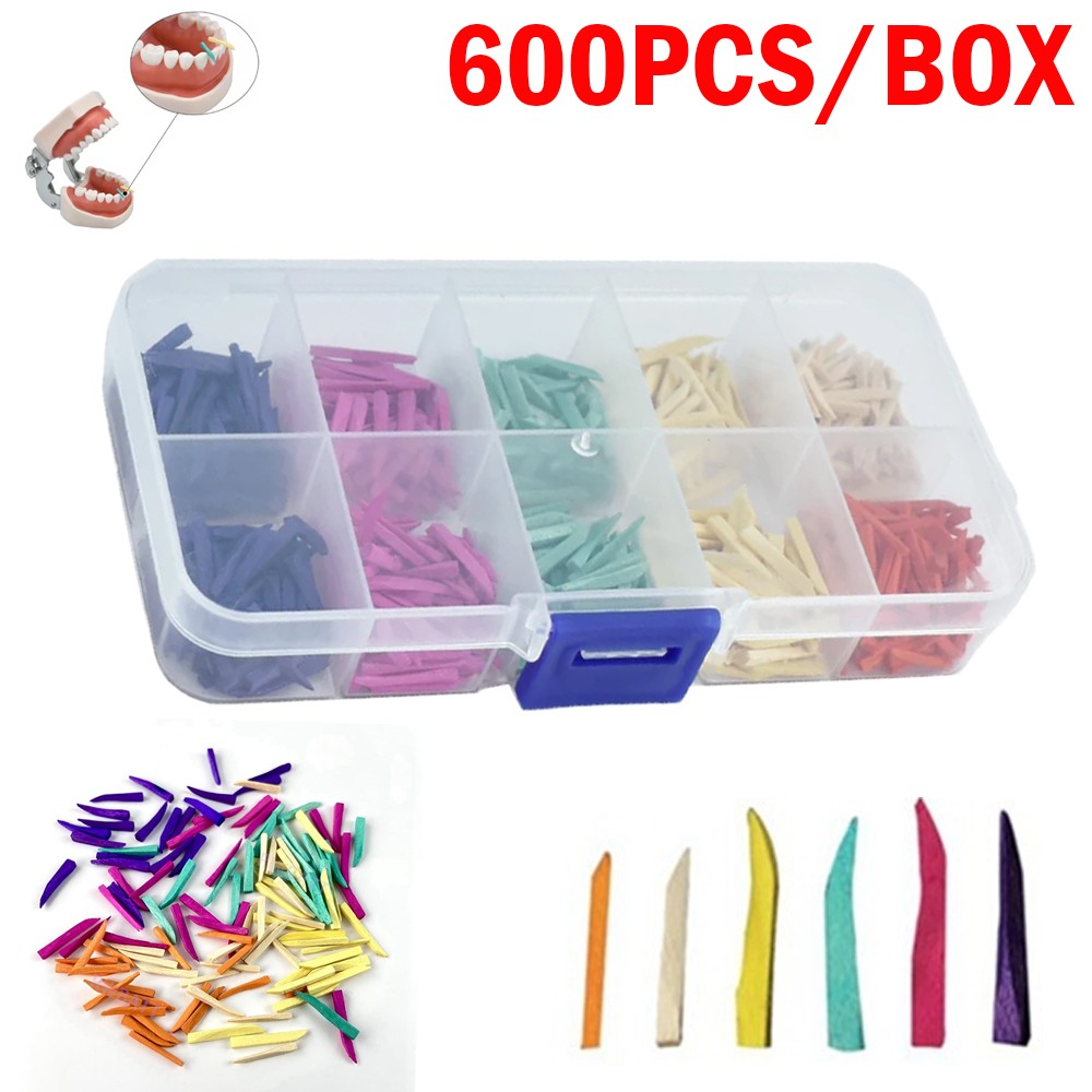 600pcs Dental Wooden Wedges Disposable Restoration Interdental Contoured Wedge