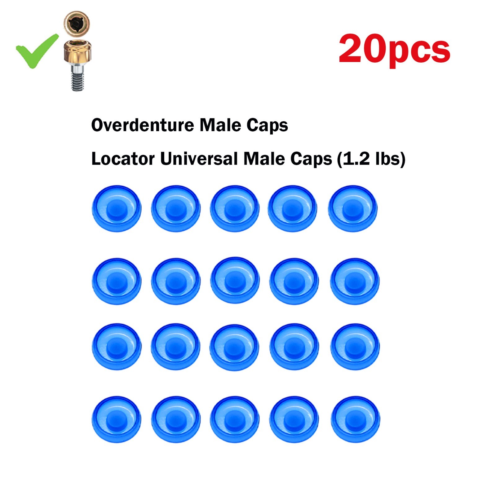 20Pcs Universal Dental Overdenture Replacement Cap for Zest Locator Male Inserts