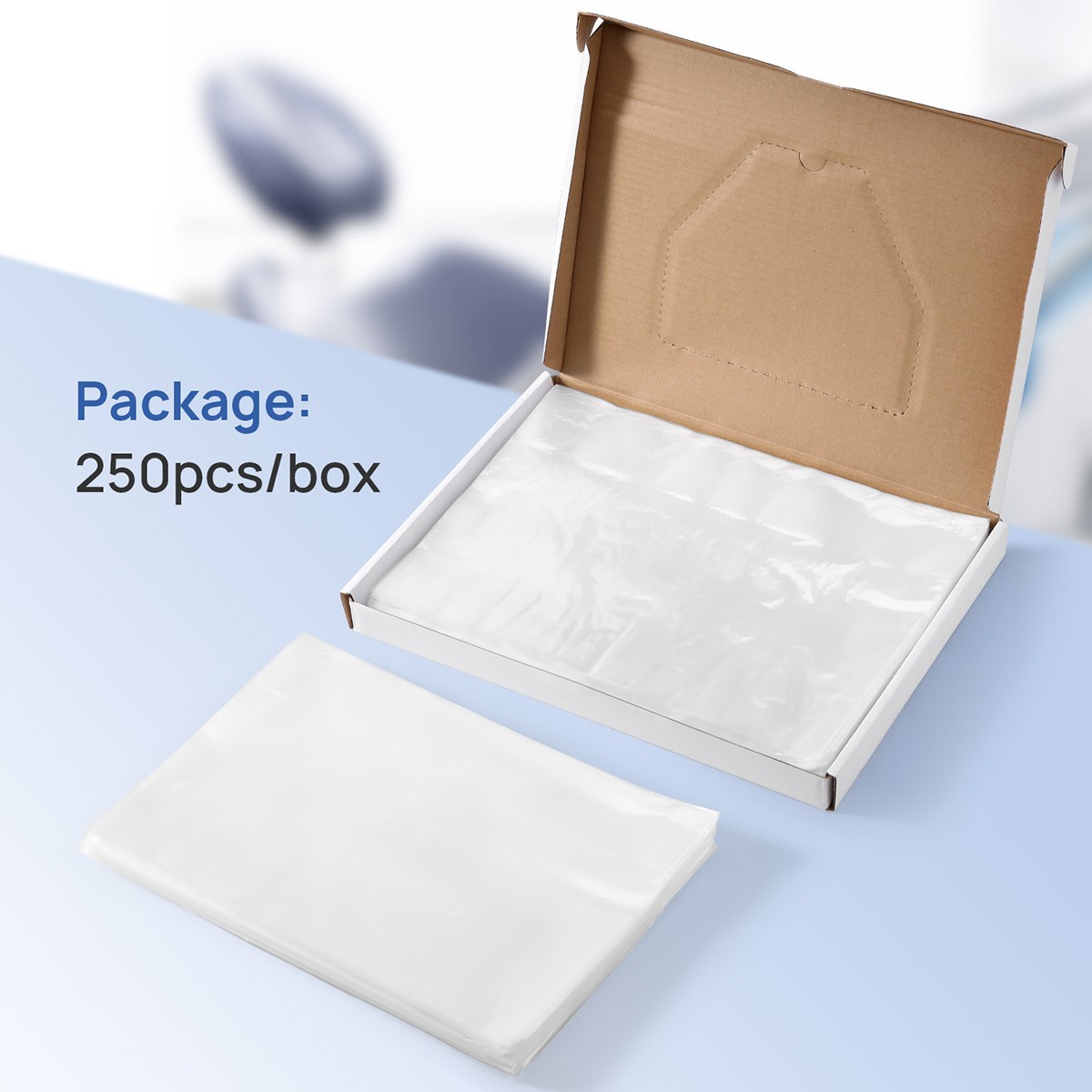 250/box Disposable Headrest cover Chair Sleeve Plastic Dental Cover 10″ x 14″