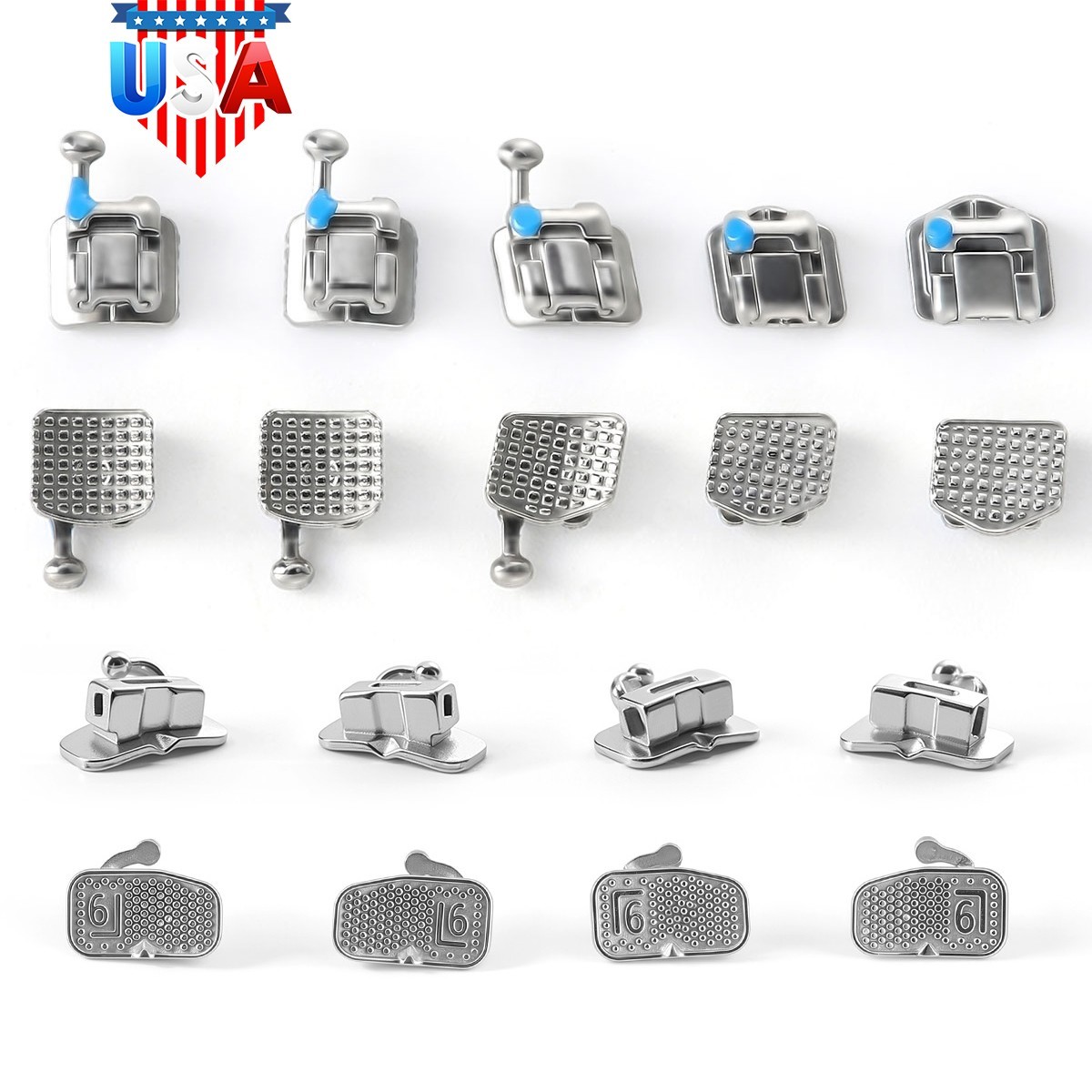 24pcs AZDENT Dental Ortho MIM Self Ligating Bracket Mini Roth.022 Hooks 345