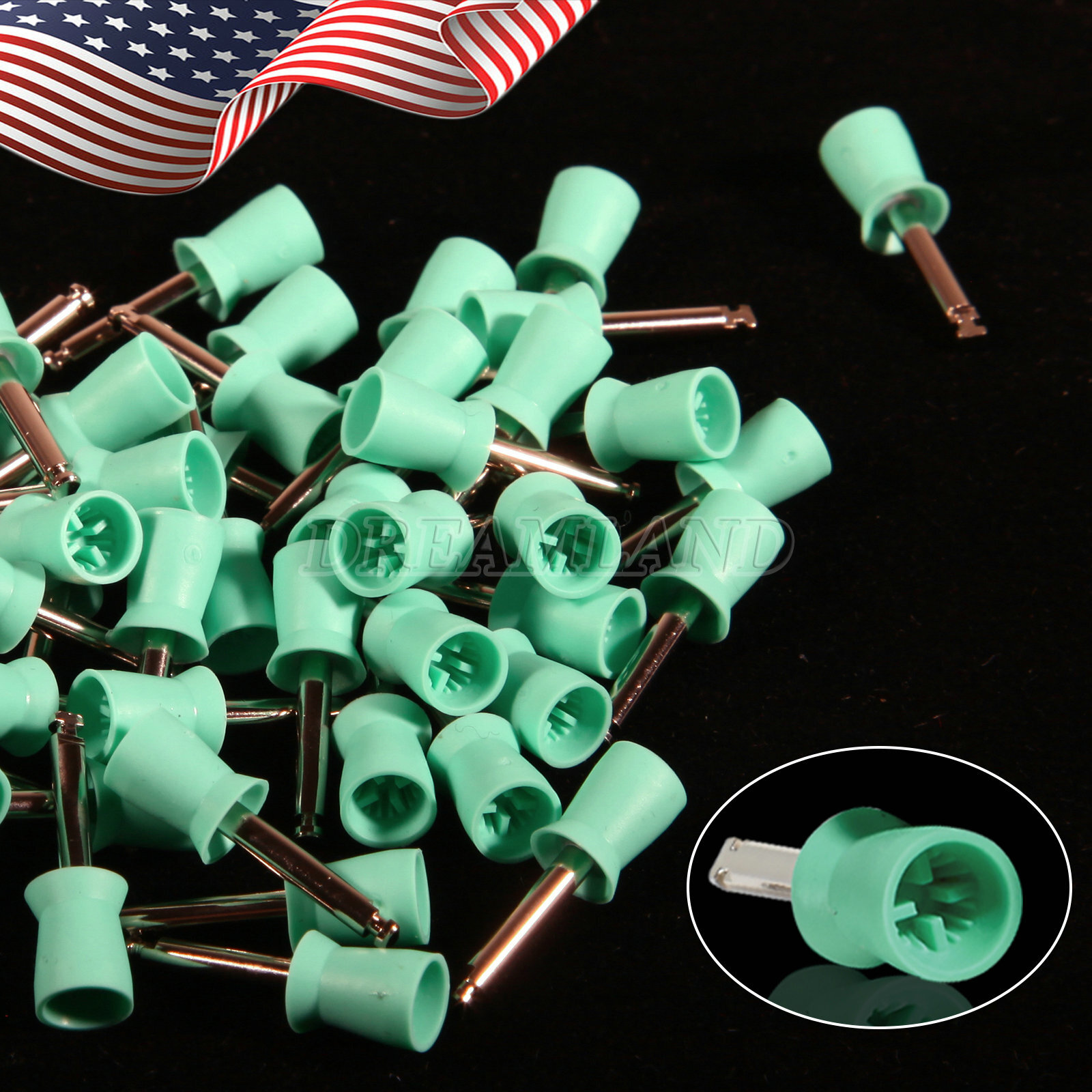 100PC Dental Rubber Prophy Tooth Polish Polishing Cups Brushes Latch Type
