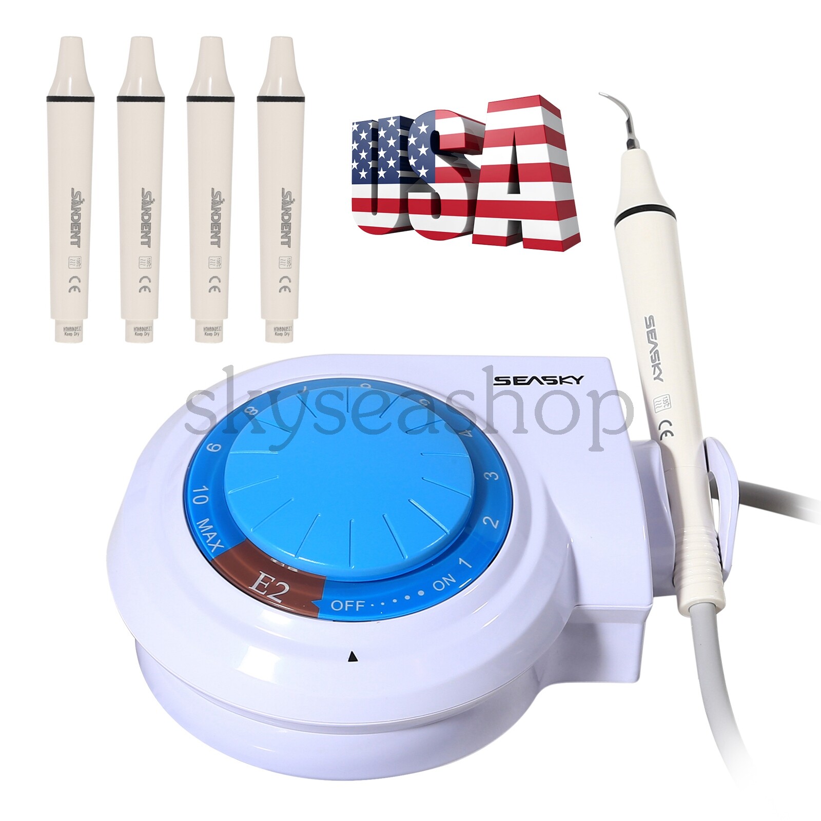 FDA Dental Ultrasonic Piezo Scaler + 5*Tips fit EMS Cavitron / 4pcs Handpiece