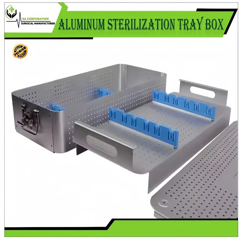 Surgical Aluminum Sterilization Tray Box (540x250x100mm) Laparoscope Instruments