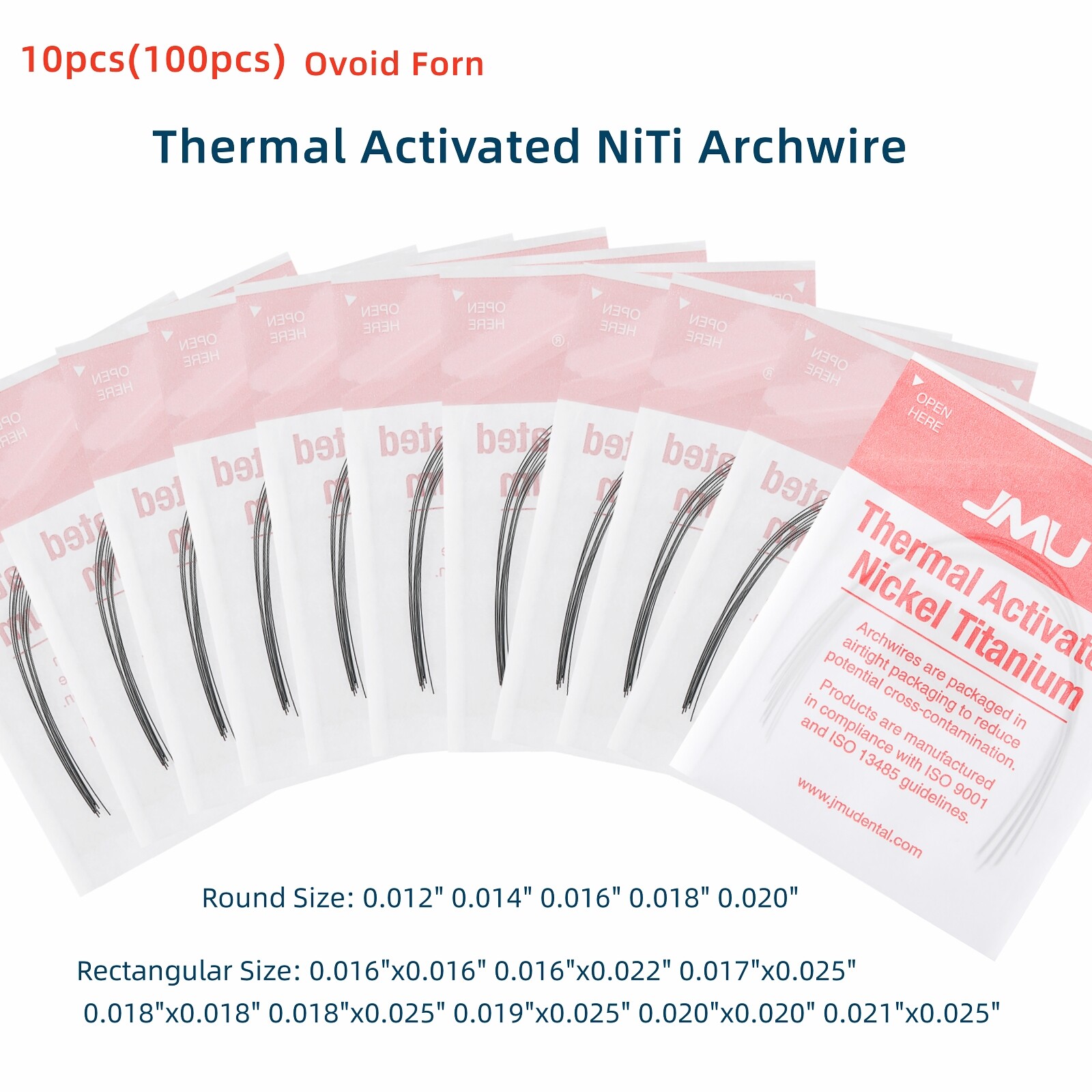 10Pack Orthodontic Thermal Activated NiTi Archwire Ovoid Round/Rectangular Shape