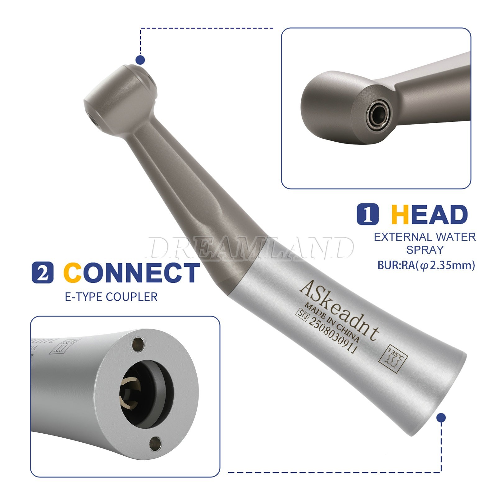 3x dental Low Speed Contra Angle Handpiece FX205 Push Button Chuck 2.35mm Bur u