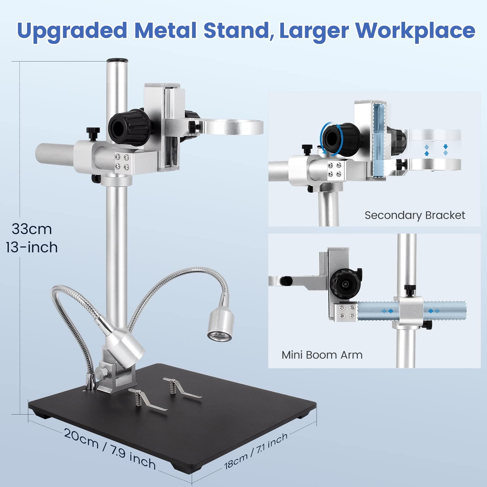 Digital Microscope 3 Lens 7” LCD 2000X UHD 2160P – 24MP Coin Magnifier