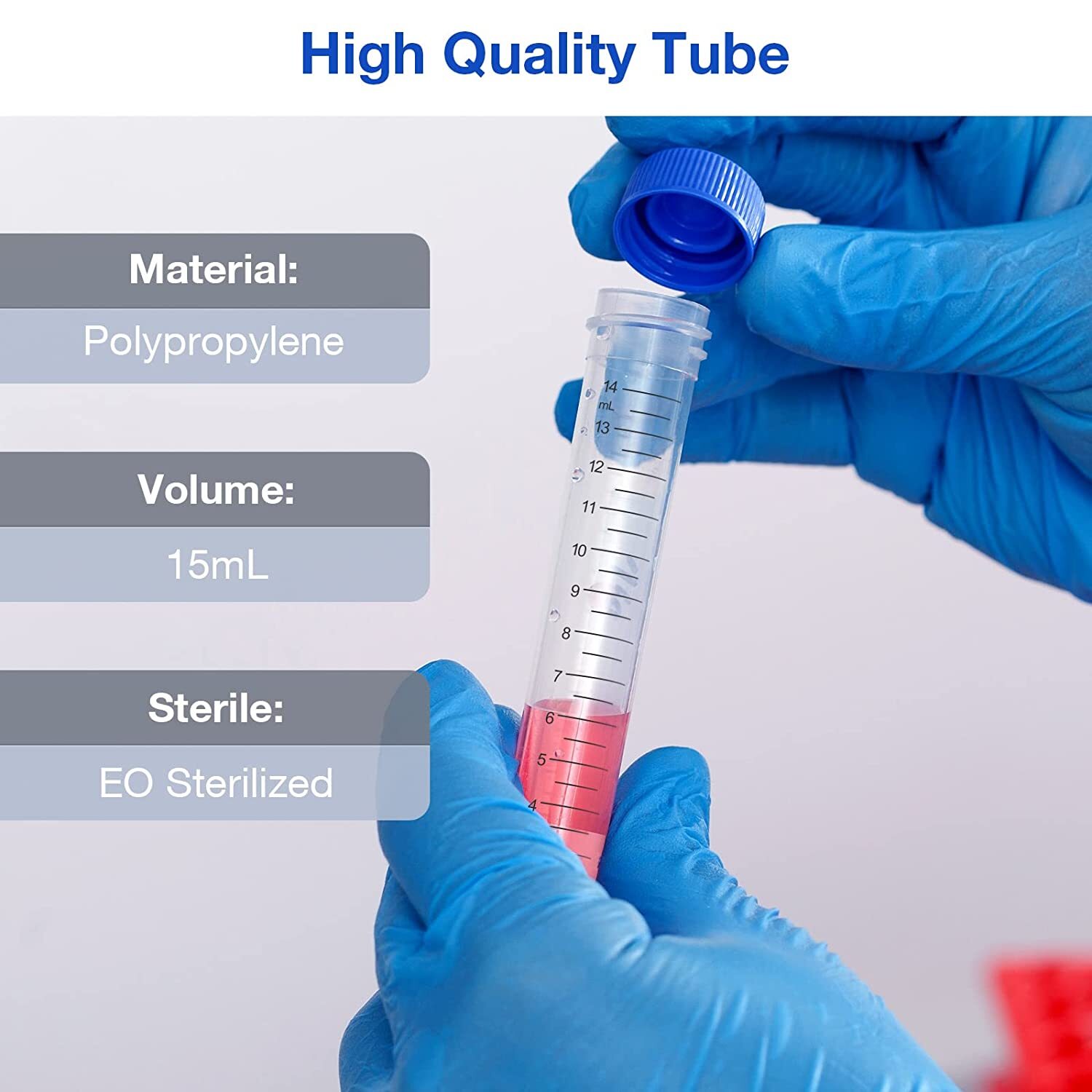 10000pc Conicial Centrifuge Tubes 15mL Clear Plastic Test Tube DN/RNase Free LAB