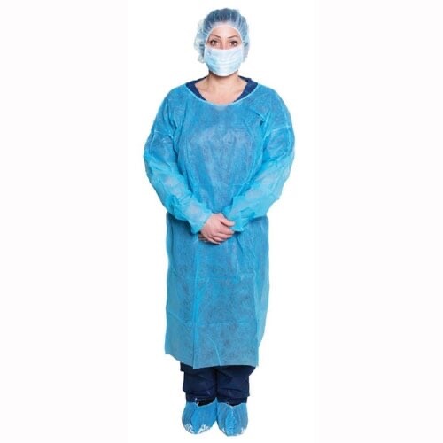 Dukal Isolation Gown, Non-Sterile, Blue Pack of 50