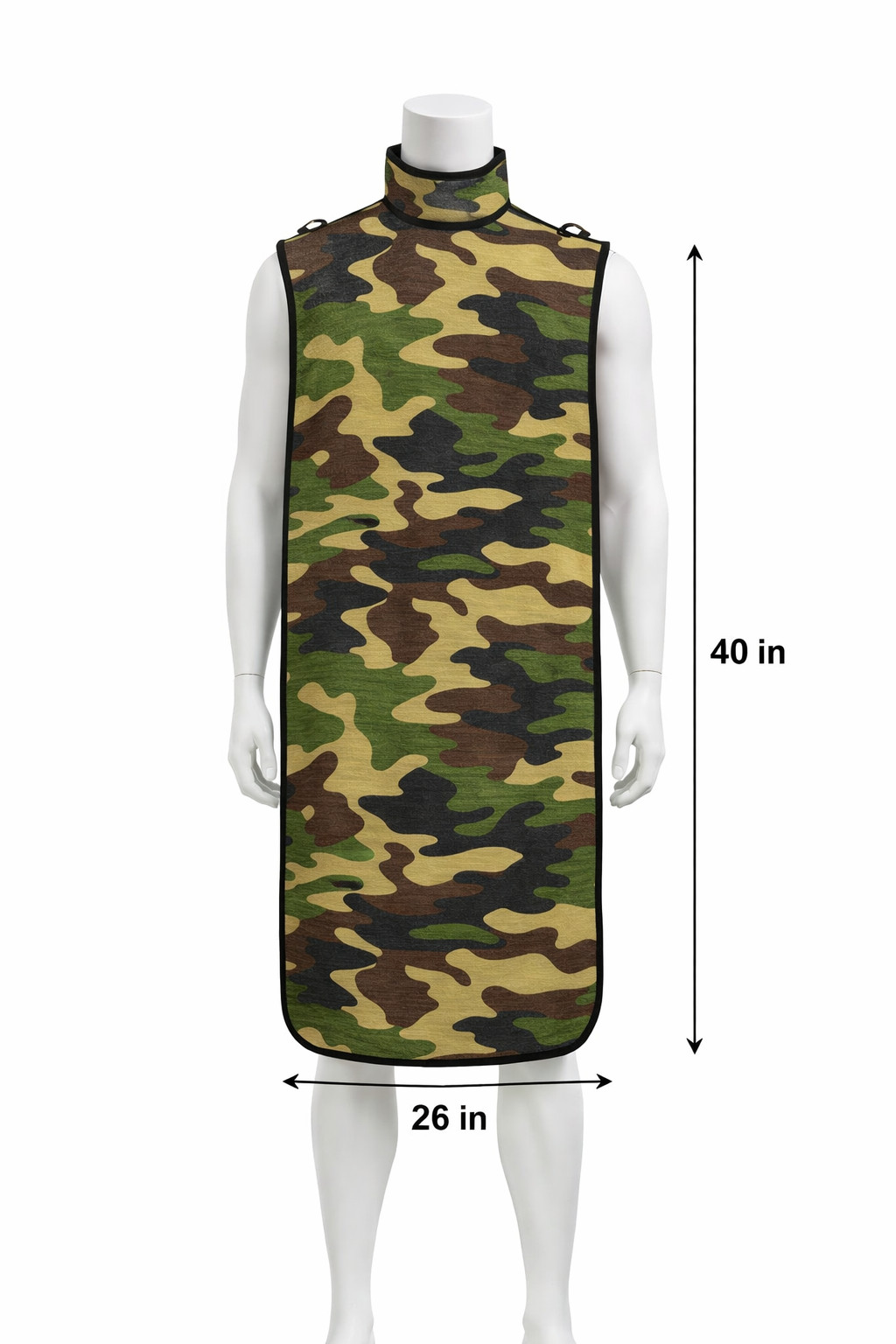 Non-Lead Dental X-Ray Apron 0.25mmPb w/ Thyroid Shield Collar Camouflage XL