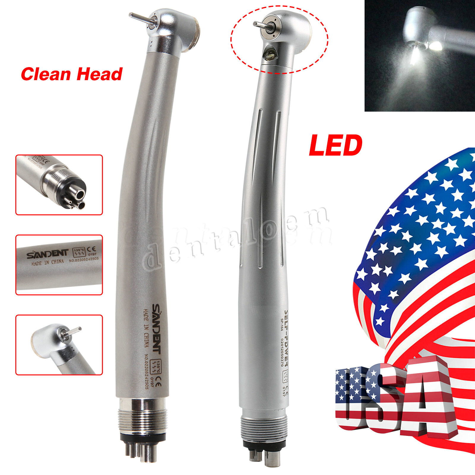 NSK Style Dental LED Fiber Optic E-generator/ High Speed Handpiece Turbine 2/4H