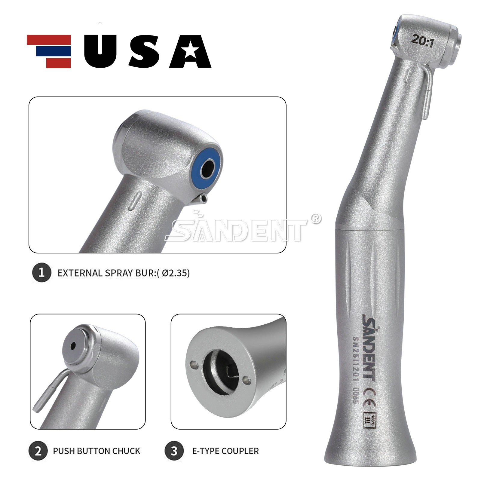 NSK MAX SG20 Dental 20:1 Reduction Implant Surgical Contra Angle Handpiece
