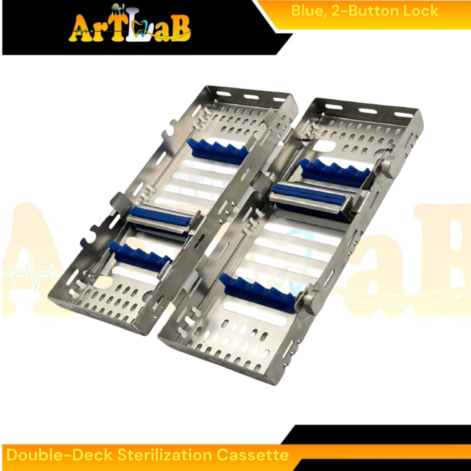 1pc Dental & Veterinary Instruments Sterilization Box, fits 8pcs, Autoclave Rack
