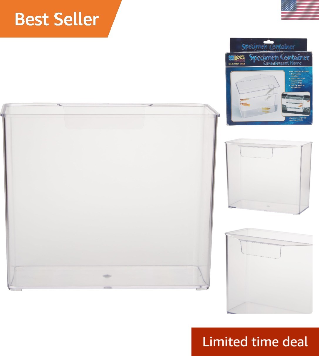 Fish Convalescent Home Aquarium Specimen Container Large 7x3x6 White