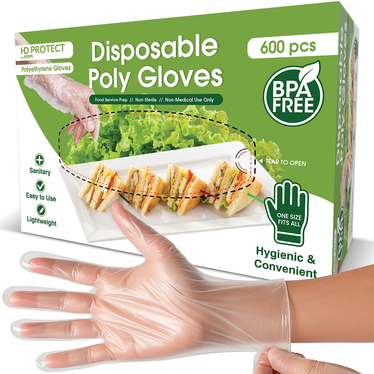 Keppi 600 Pack Disposable Food Prep Gloves – Clear Polyethylene, Latex- BPA & Po