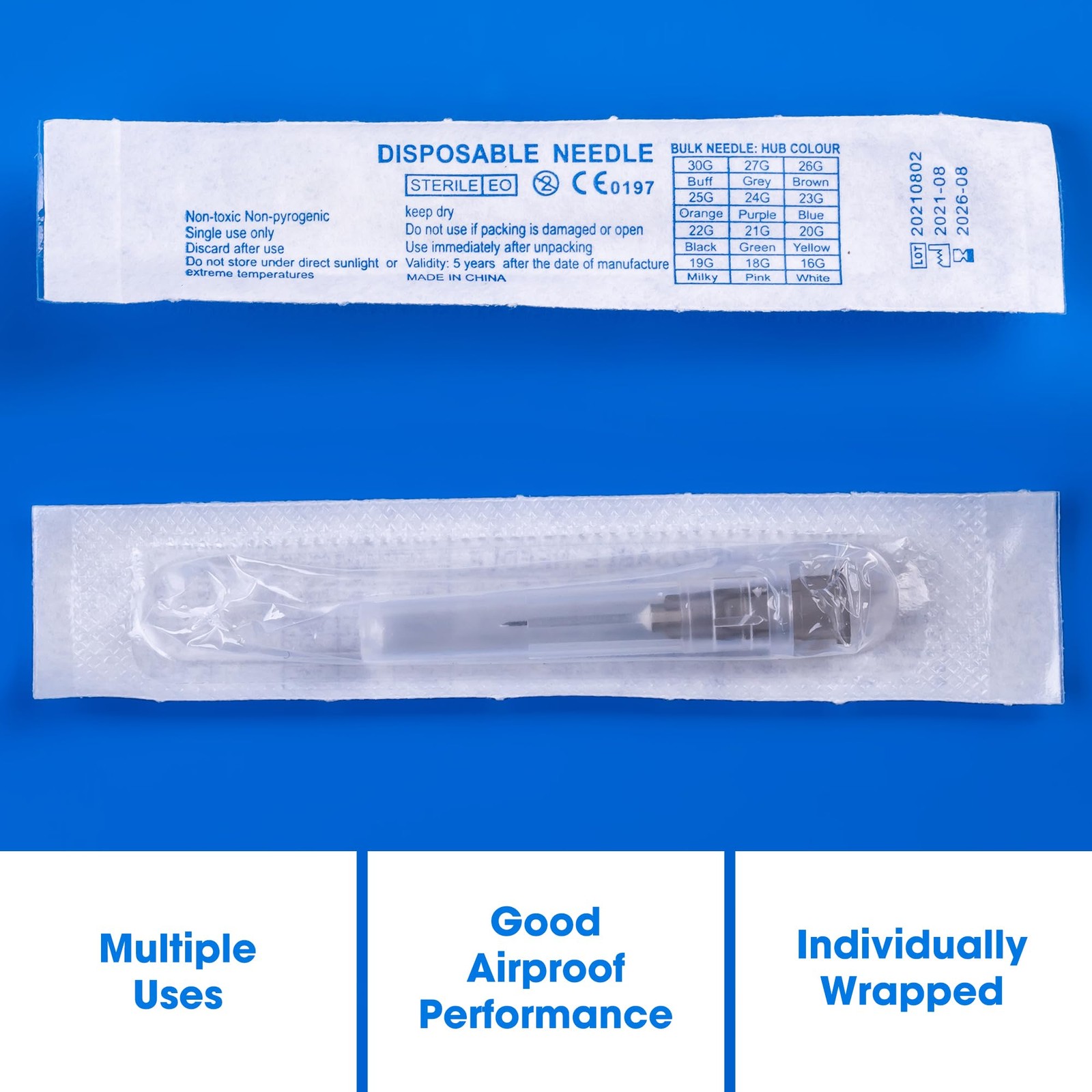 Meterbox 100 Pack 27 Ga 1/2 inch Disposable Needles with Caps for Scientific …