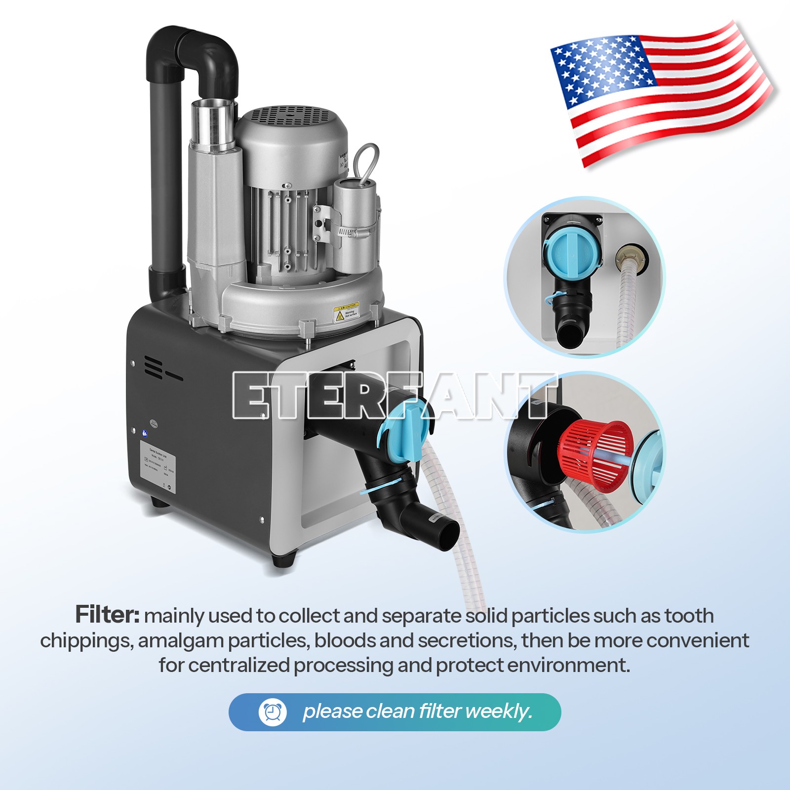 Dental Electric Suction Machine Vacuum System Semi-Dry Type Variable Frequency