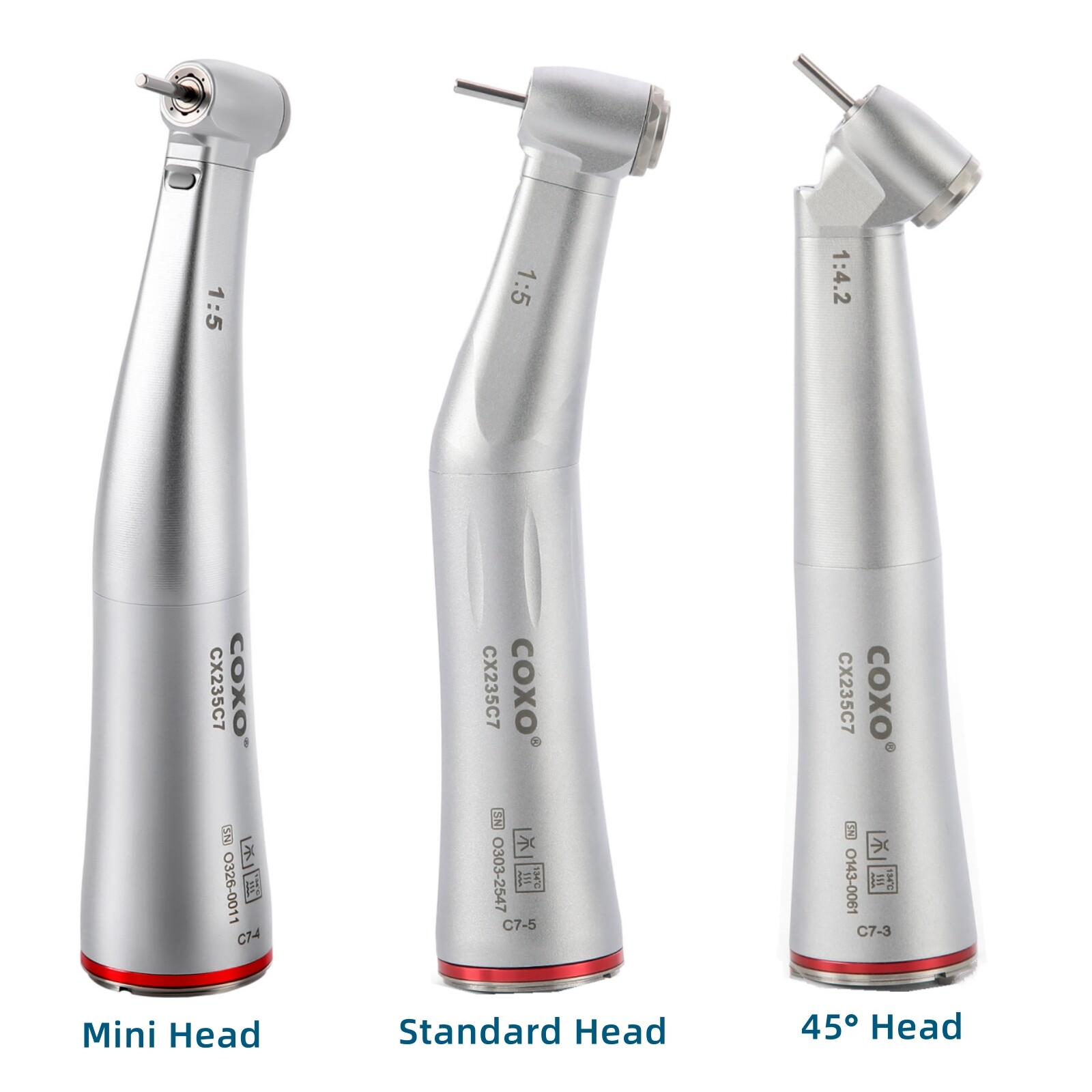 COXO Optic Fiber 1:5/1:4.2 Contra Angle Handpiece CX235C7 Mini Standard 45° Head