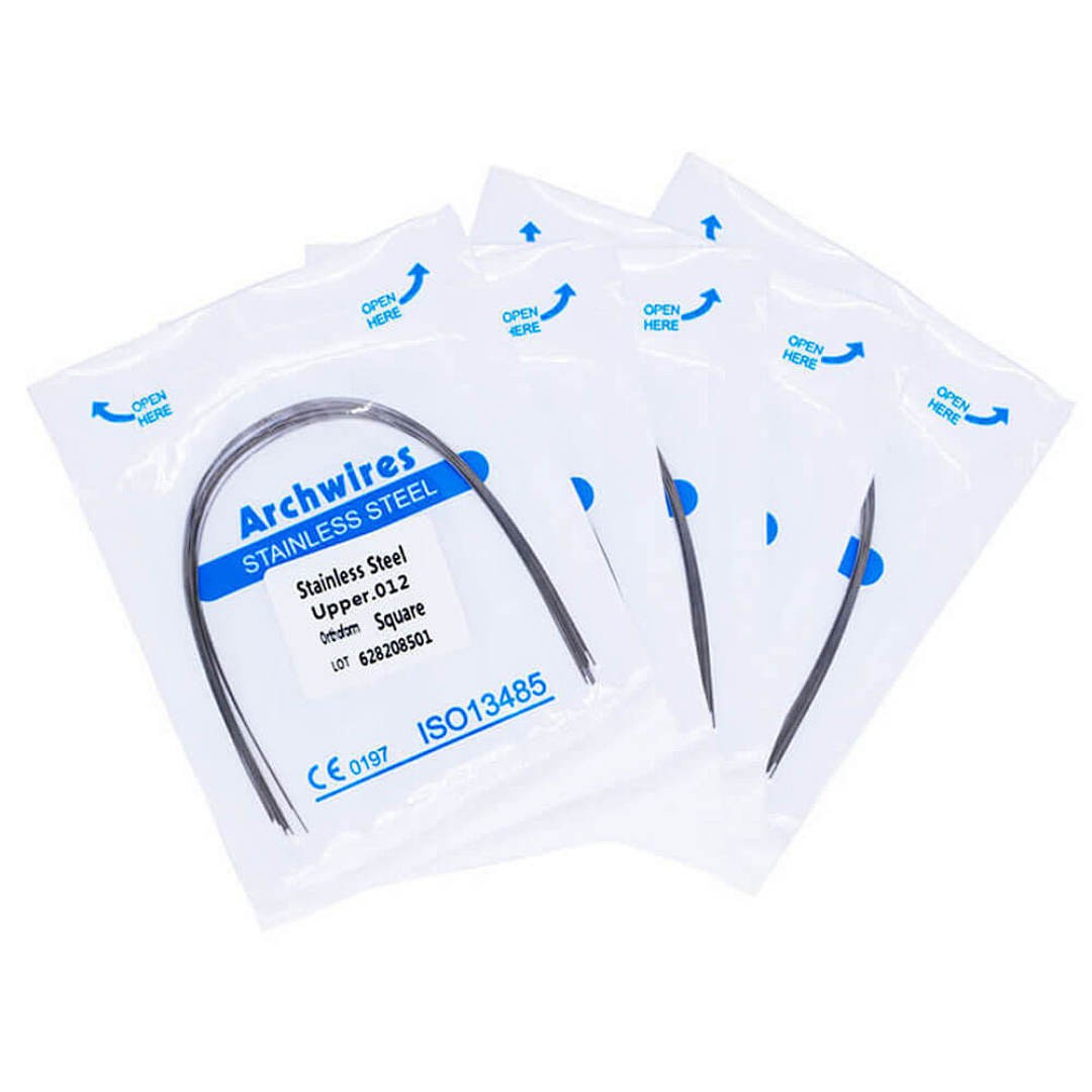 50×Dental Orthodontic Stainless Steel Round Arch Wires Square Form 012 Upper
