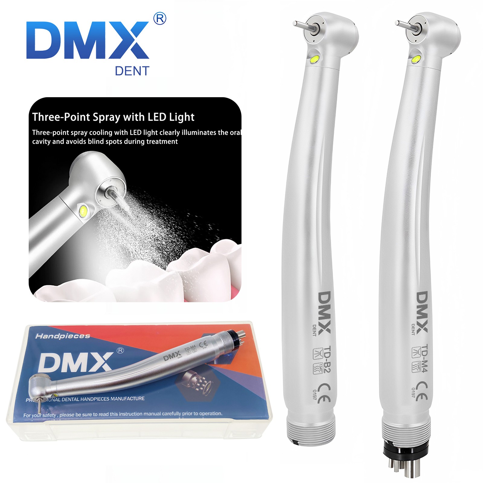 DMXDENT Dental E-generator LED High Speed/Low Speed Handpiece Kit 2Hole/4Hole