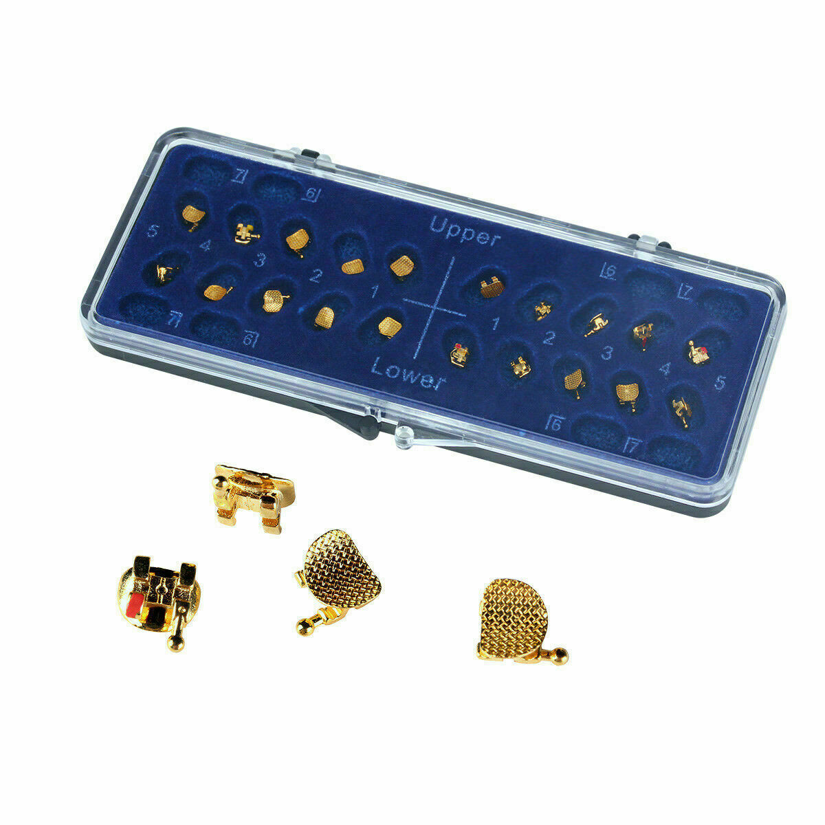 20pcs Dental Orthodontic Gold Coated Bracket Metal Mini MBT 022″ 3-4-5 Hooks