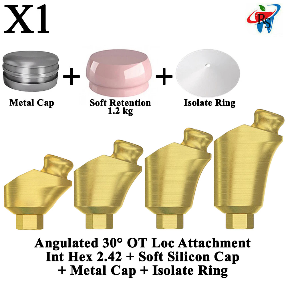 1x Kit Angled 30° OT Loc Attachment Int Hex 2.42 Soft Silicone Metal Cap Ring