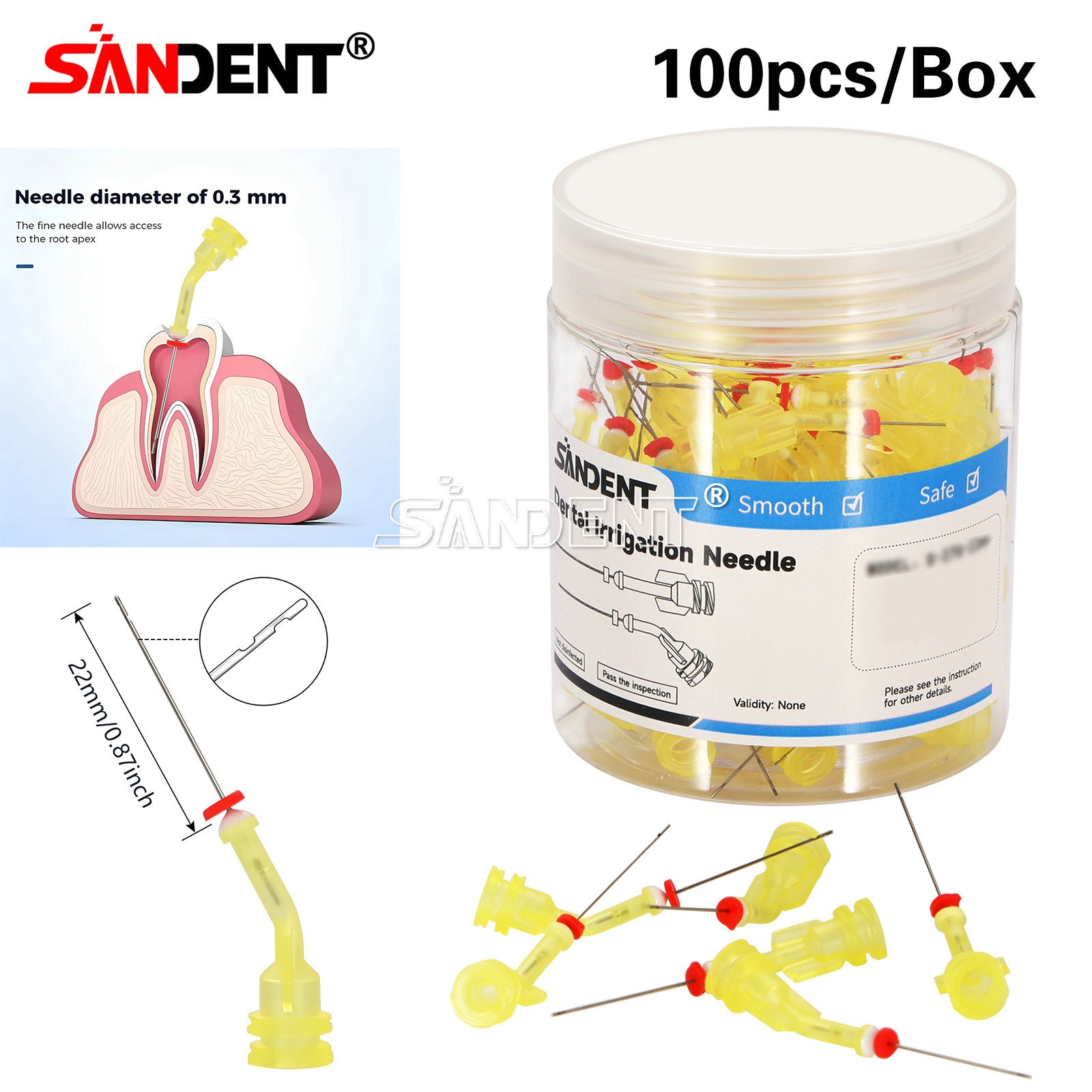 100pcs/Pack Dental Endo Irrigation Needle Syringe Tips Disposable