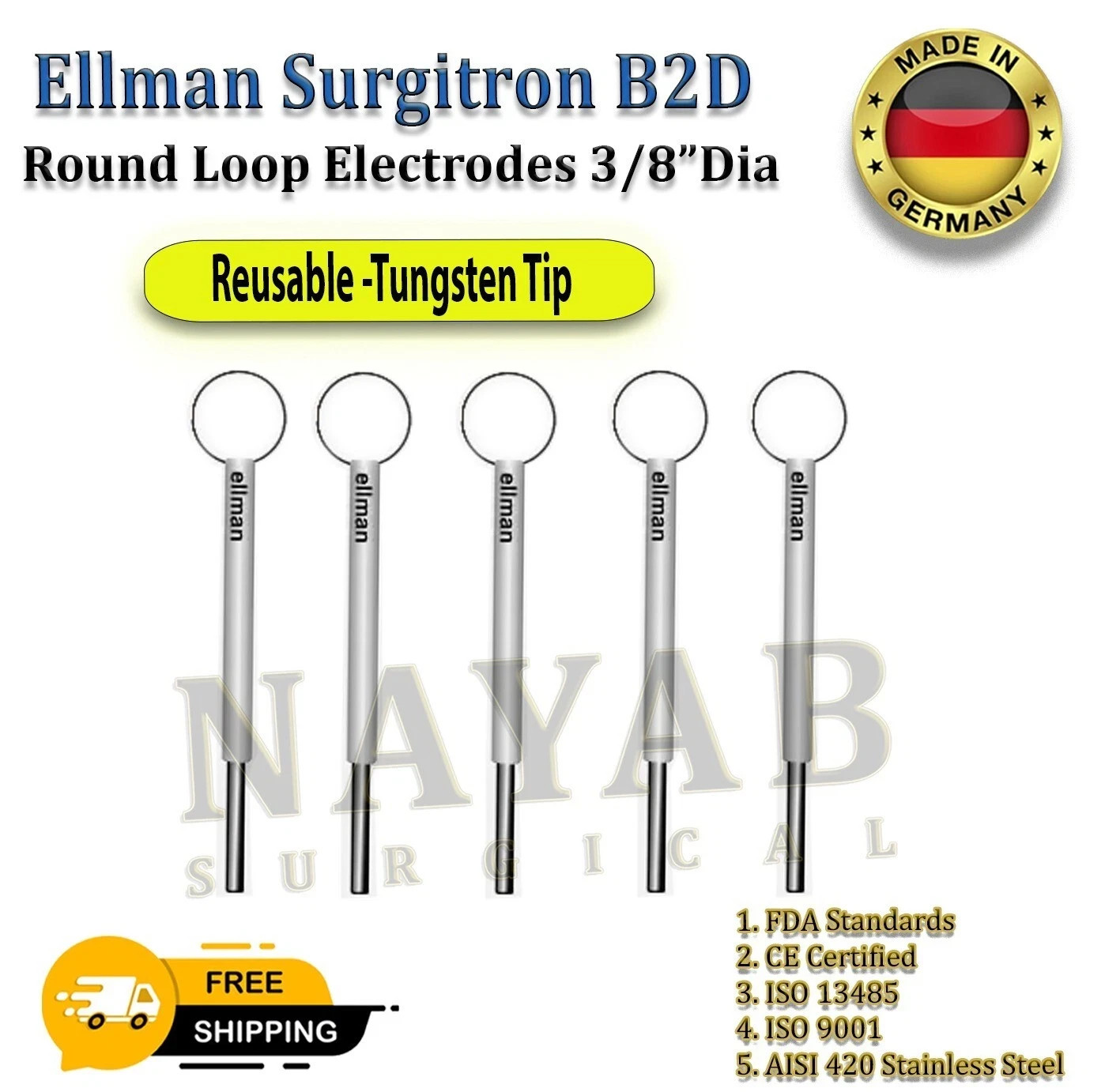 Ellman Surgitron B2D 5x RF Loop Electrodes – Reusable Autoclavable