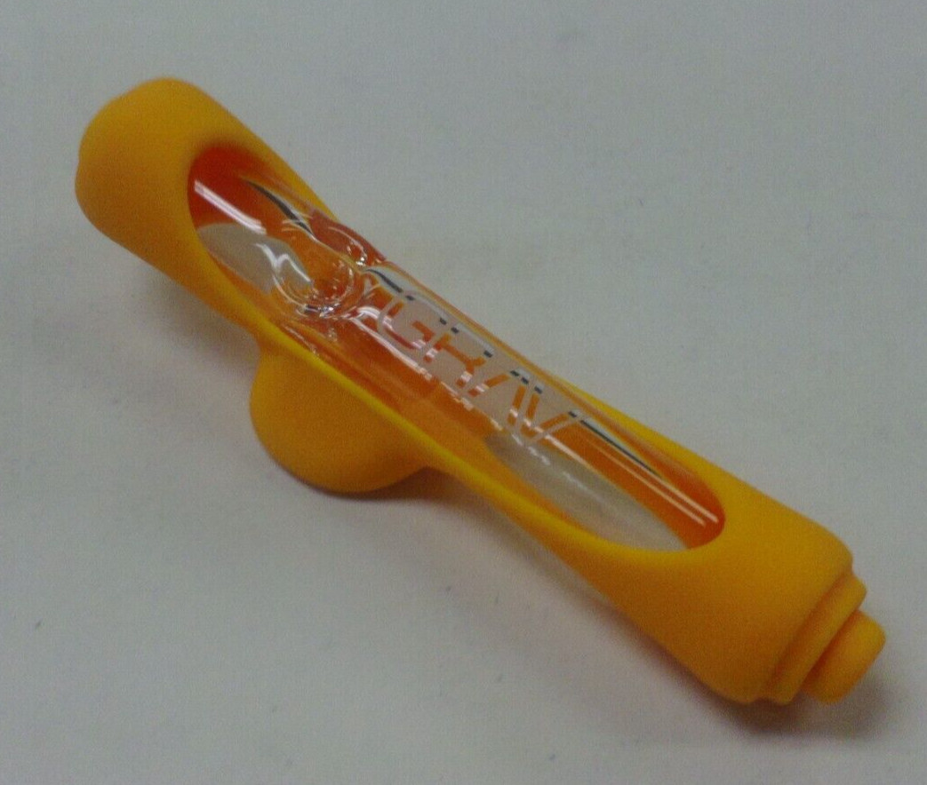 GRAV LAB MINE STEAMROLLER SILICONE SKIN BOROSILICATE GLASS HAND PIPE 6″ PEACH