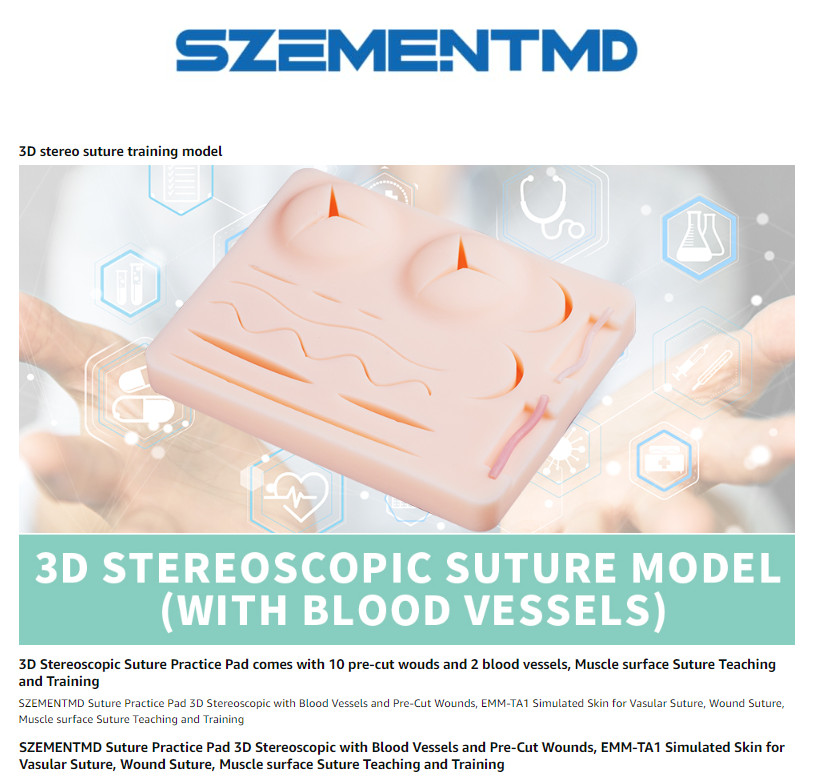 Wound Suture Practice Pad Teaching Suture Simulated Skin Vasular Muscle Surface