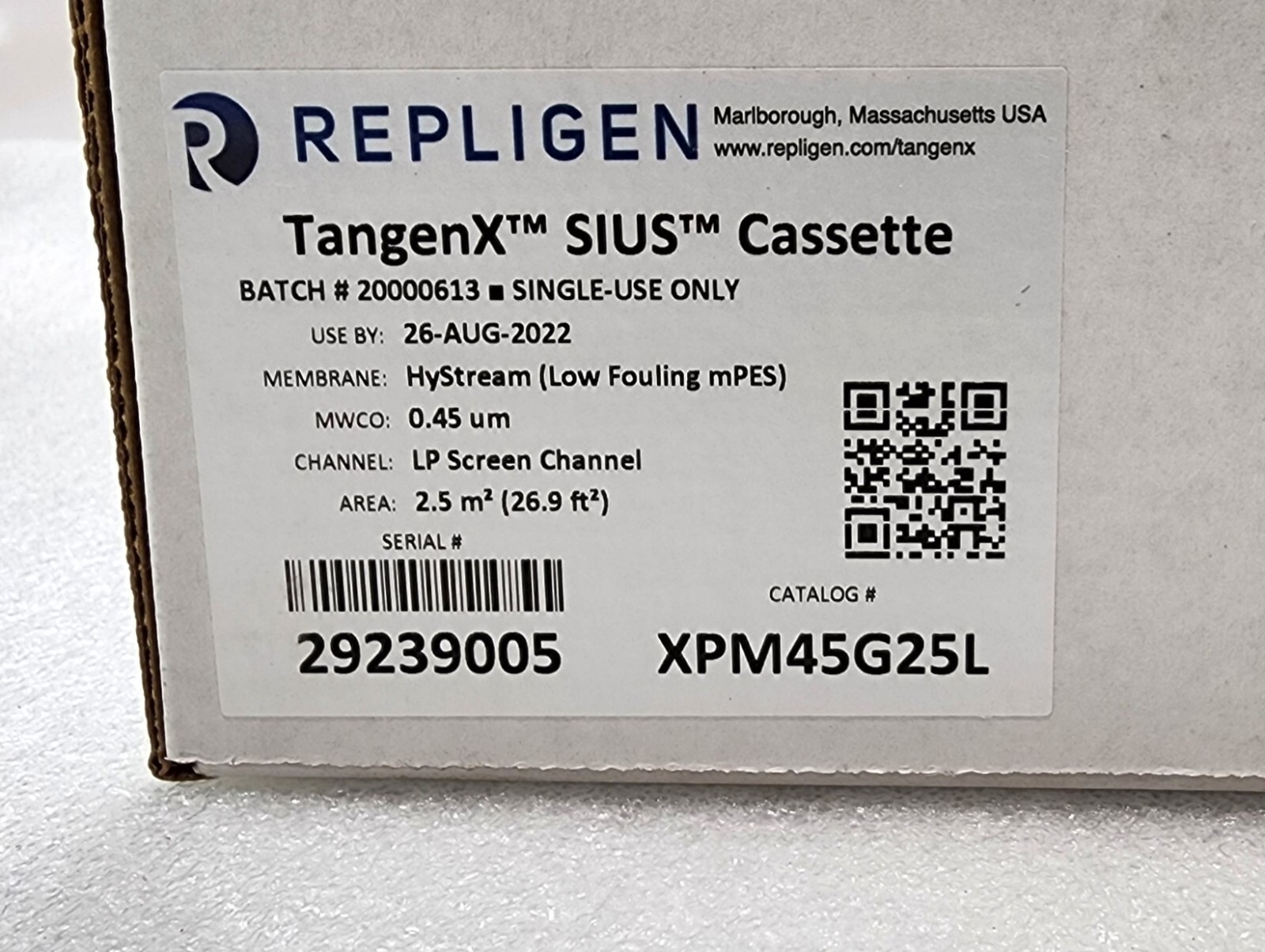 Repligen TangenX SIUS Cassette TFF HyStream, MWCO 0.45um, LP Screen, 2.5m2