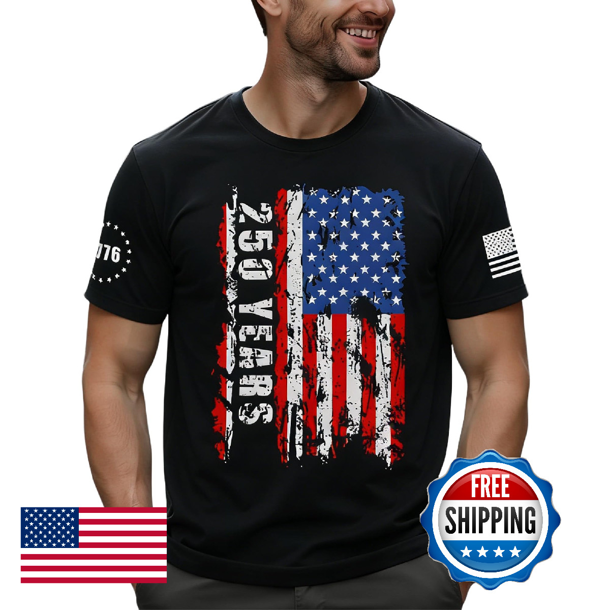 Xlievo 250 Anniversary Usa Shirt Mens American Flag 4Th Of July Independence