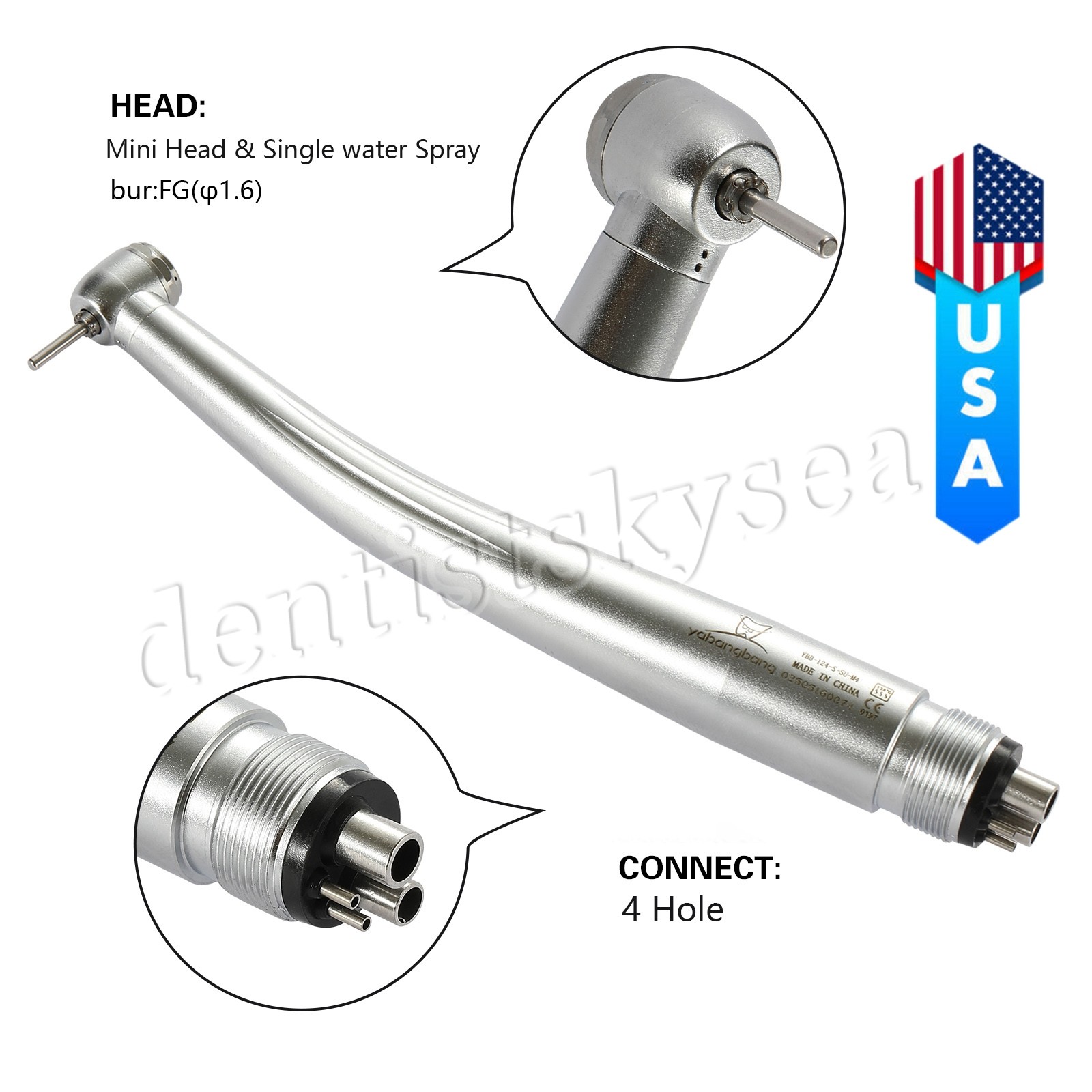 10Pcs Dental Fast High Speed Handpiece Push Button 4H U3BM Pediatric Mini